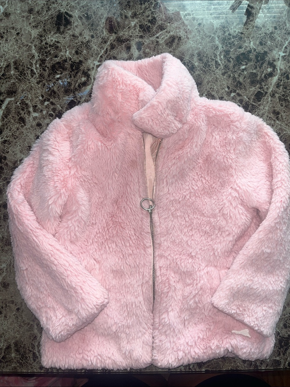 7 For All Mankind Pink Plush Faux Fur Puffer Jacket